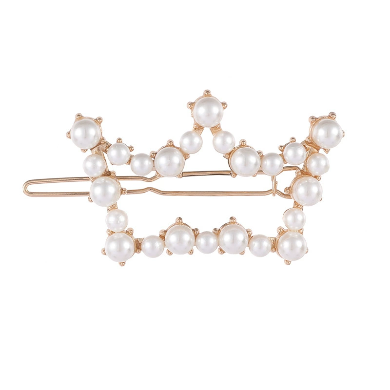 Ретро геометрический зажим для волос с жемчужиной, аксессуар для волос