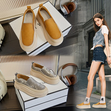 一脚蹬小白鞋女2025春夏新款女士休闲单鞋厚底增高乐福鞋百搭女鞋