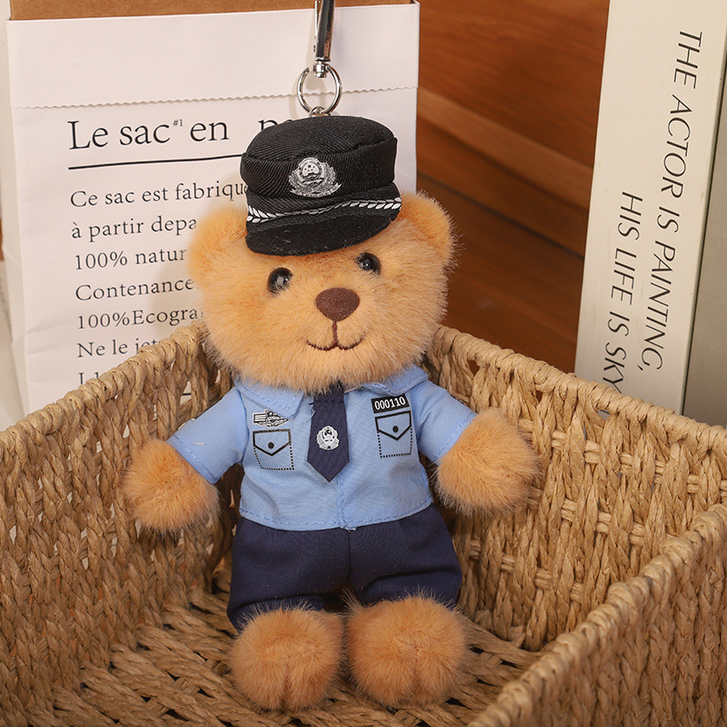 2025 nuevo uniforme de oso fuego cielo azul rescate colgante Teddy bear muñeca juguete de peluche publicidad llavero