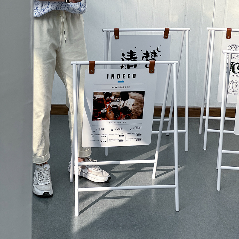 创意新款落地式双面户外广告牌金属可折叠移动展示架