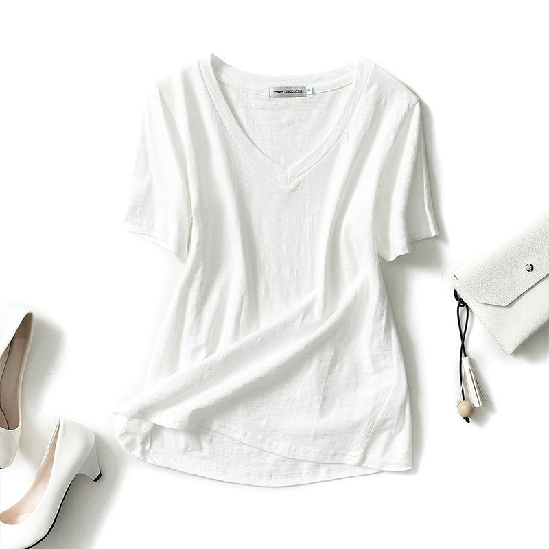 White, V-neckline