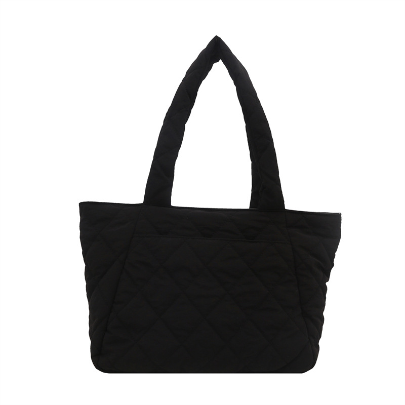 Bolsa de cubo de bordado de diamante de gran capacidad para mujeres 2024, nuevo invierno simple bolso de mano, bolso de mano ligero de moda