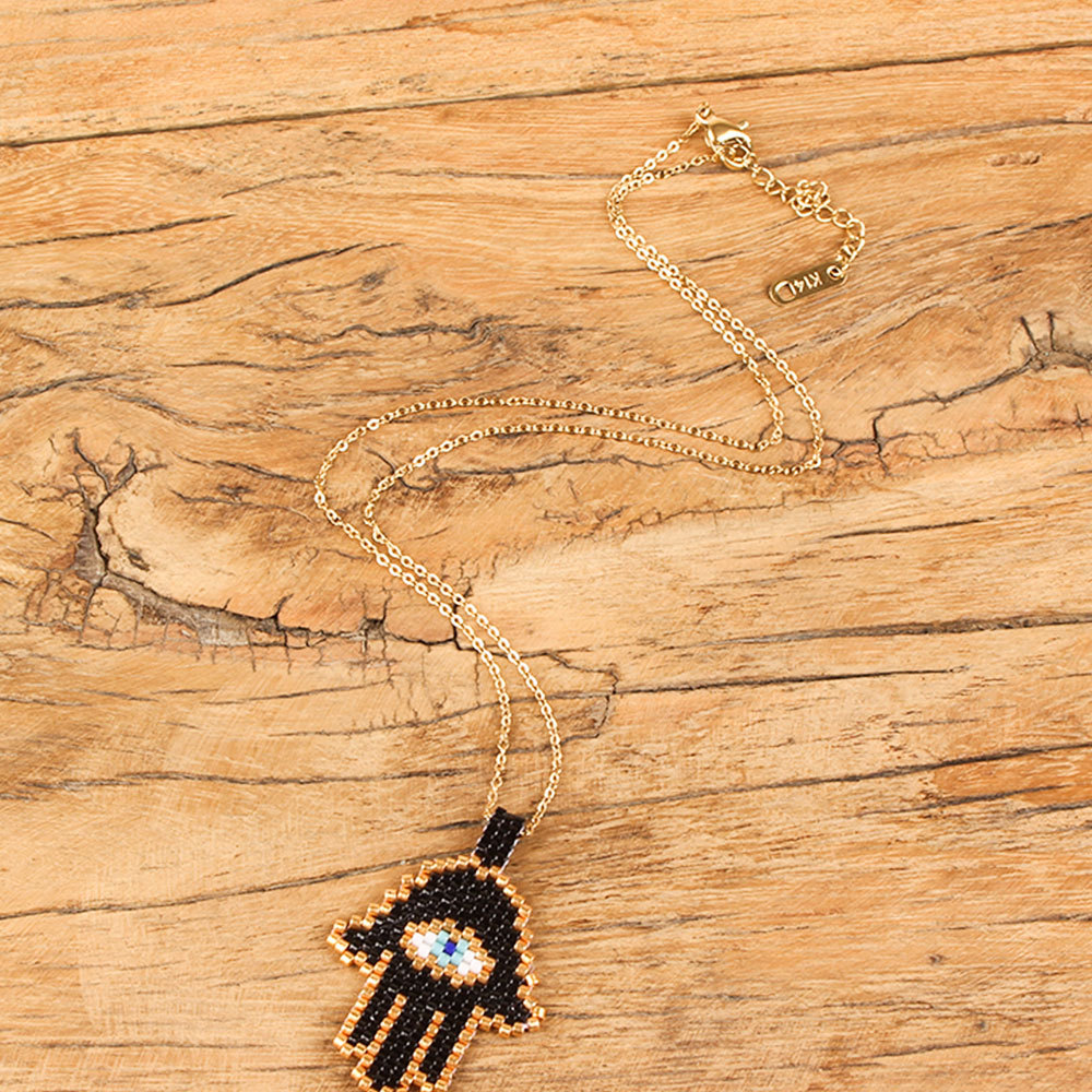 fashion palm eyes woven necklace