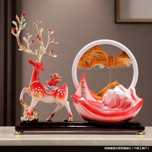 [6487 People Collected] Creative Lucky Deer Style Hourglass Quicksand Painting Ornaments Accessible Luxury High-End Living Room Wine