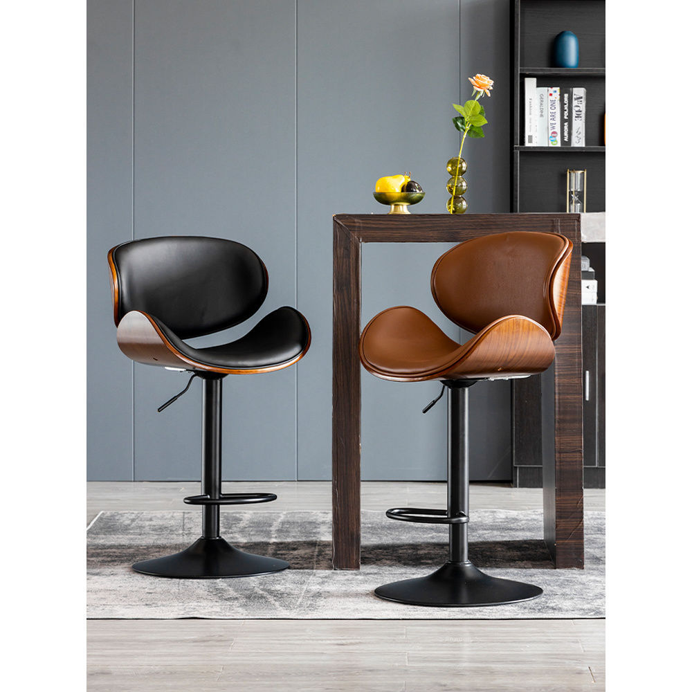 Household Bar Chair Leather Lifting Swivel Bar Chair Modern Simple Cyber Celebrity Front Desk Backrest Chair Light Luxury Bar Chair