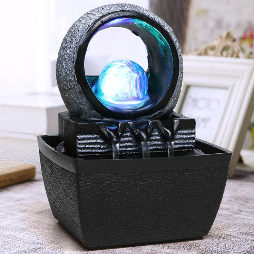 Adornos de agua corriente Agua circulante Fuente de lujo ligera moderna Escritorio de oficina Bola de feng shui pequeña decoración de sala de estar