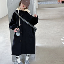 女童风衣2025春秋新款大童时髦外套女孩毛呢加厚春装呢子长款大衣