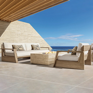 Outdoor Teak Sofa Modern Minimalist Furniture Hotel Outdoor Balcony Living Room Leisure Fabric Sofa Combination