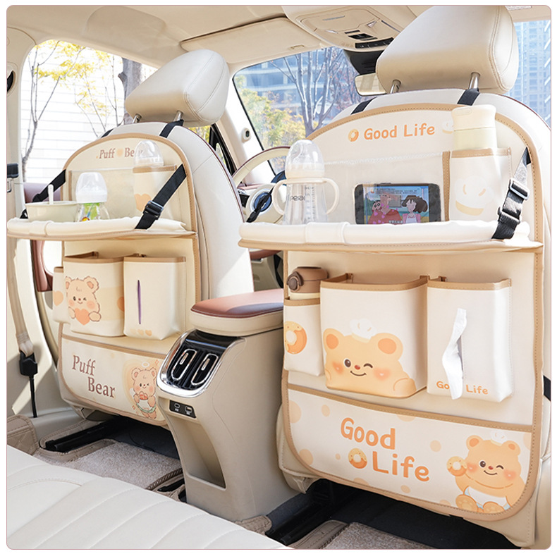 Foldable Cartoon Creative Car Seat Back Dining Table Storage Hanging Bag Car Trash Can Storage Bag