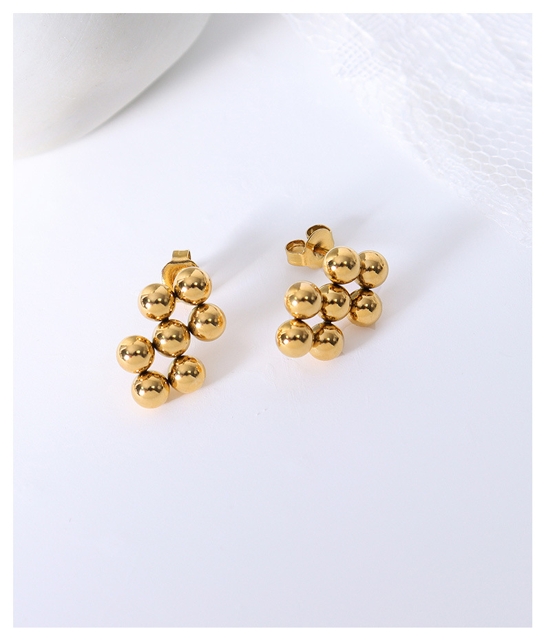 European and American titanium steel plated 18k gold steel color necklace earrings