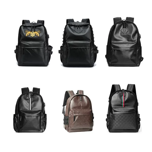 New men's large backpack, Korean style women's backpack, men's casual student school bag, travel PU leather laptop bag, trendy wholesale
