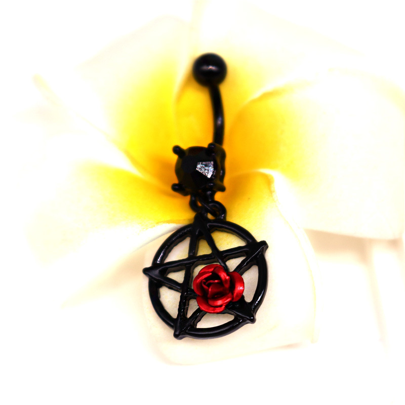 Rosen Pentagramm Bauchnabelpiercing Aus Sterlingsilber_voghion.com