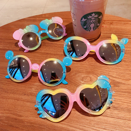 Princess children's cute sunglasses gradient fashion girls' sunshade glasses colorful sun protection trendy little mouse sunglasses