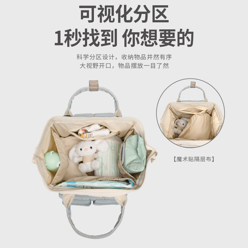 Bolsa de mamá transfronteriza nueva bolsa de moda de gran tamaño para madres y bebés bolsa de mamá de separación seca y húmeda bolsa de mamá gran abertura bolsa de mamá