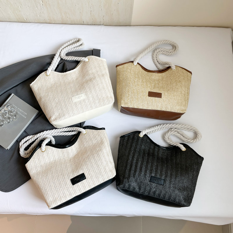 Bolso femenino transfronterizo tejido simple y moderno casual todo-fósforo bolso de paja portátil bolso de axila de un solo hombro bolso de alta capacidad