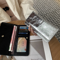 女性用本革長財布、多用途2025新作ソフトレザー超薄型財布とカードホルダー一体型コンパクト気質バックル
