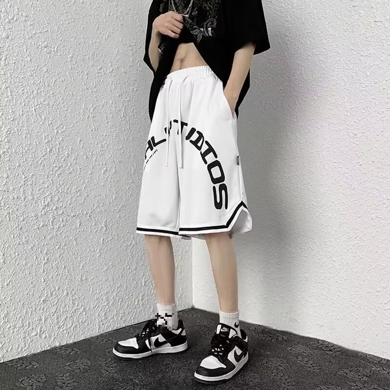 Letter Print Sports Shorts for Men, Summer European and American High Street Fashion Brand, Trendy Loose Casual Mid-Length Shorts Letter Print Sports Shorts for Men, Summer European and American High Street Fashion Brand, Trendy Loose Casual Mid-Length Shorts