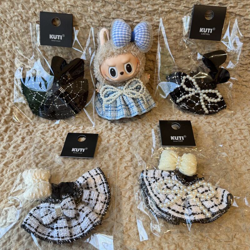 【洋服のみ】ラブブドール服 LABUBU 交換用スカート チェック柄 小物|undefined