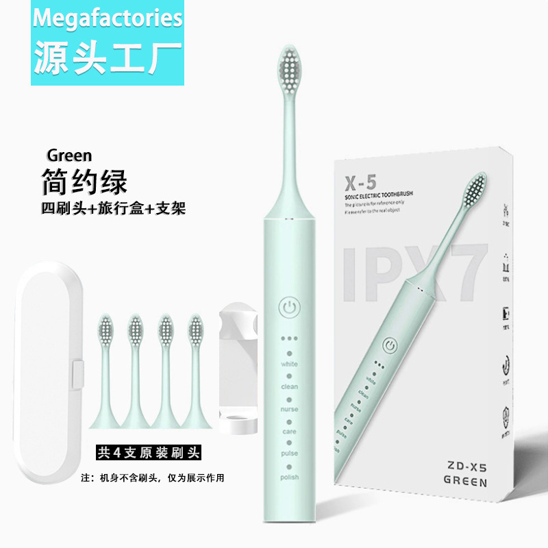 X5 green with 4 brush heads [upgraded model] + travel box + stand
