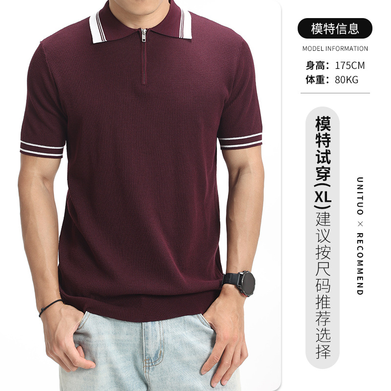 Hombre viejo dinero waffle jersey polo de punto hombre verano con solapa de manga corta casual camisa polo de alta calidad para hombres