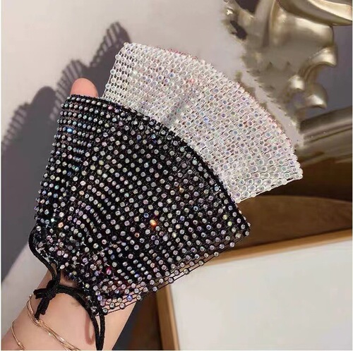 Trade-Ready European and American Style Rhinestone Mask, Black, Hollowed-Out Design—Perfect for Nightclubs, Parties, and Trendy, Eye-Catching Decorations with a Clubby Vibe