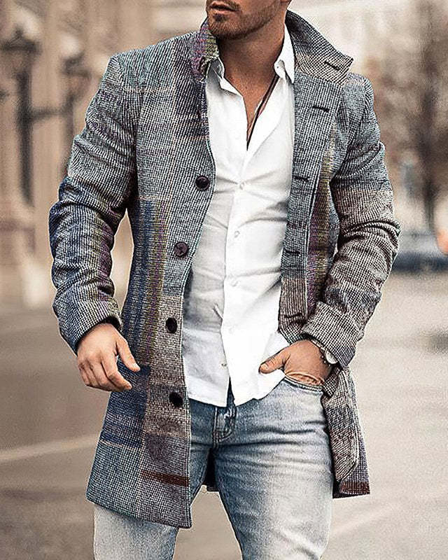 2024 europeo y americano de comercio exterior de otoño e invierno de los nuevos hombres de lana collar medio-longitud de la capa de bolsillo casual moda caliente