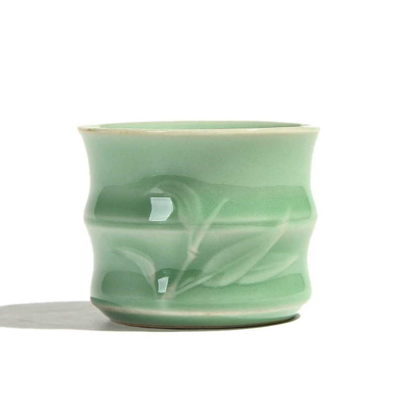 Керамическая чайная чашка, ручная porcelain чашка, глазурь cinnabar/yue kiln, 0,2 кг, рельеф листа
