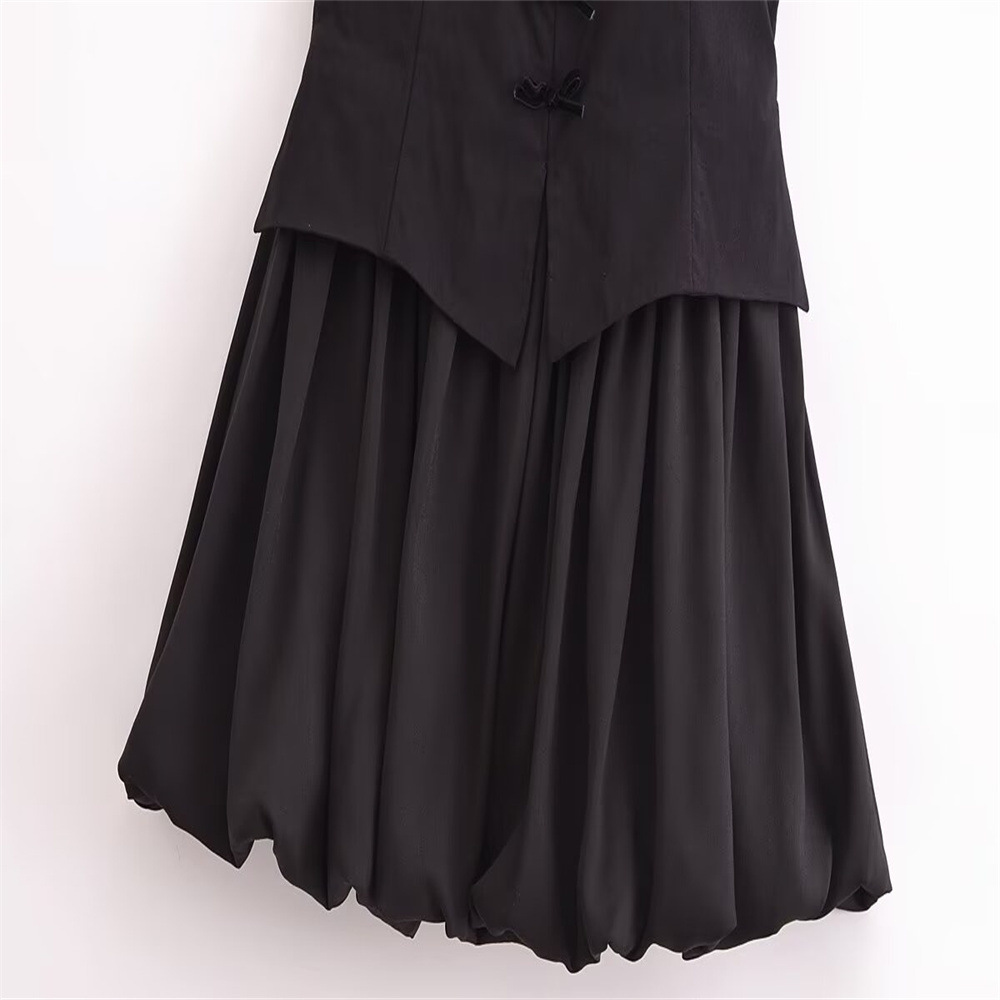 Series Sexy Backless Hanging Collar round Neck Short Puffy Mini Dress