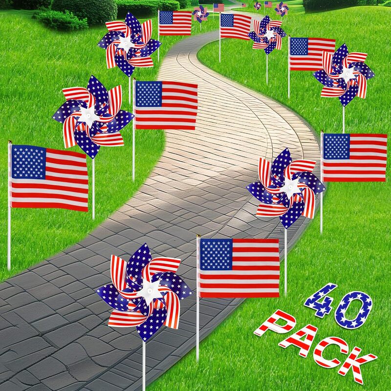 Amazon's Best-Selling Independence Day Ground Plug Usa American Flag Color Five-Pointed Star Set Outdoor Courtyard Garden Decoration