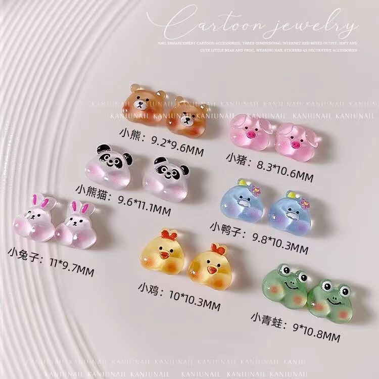 DIY Cartoon Nail Art Accessories Wholesale Chubby Gradient Cute Panda Piggy Rabbit Chick Mobile Phone Case Accessories DIY Cartoon Nail Art Accessories Wholesale Chubby Gradient Cute Panda Piggy Rabbit Chick Mobile Phone Case Accessories