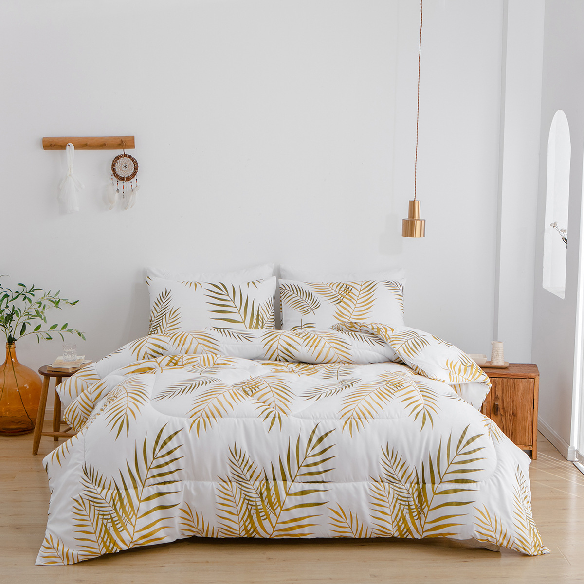 跨境专供亚马逊 外贸家纺床上用品被子胖被冬被wish化纤磨毛印花