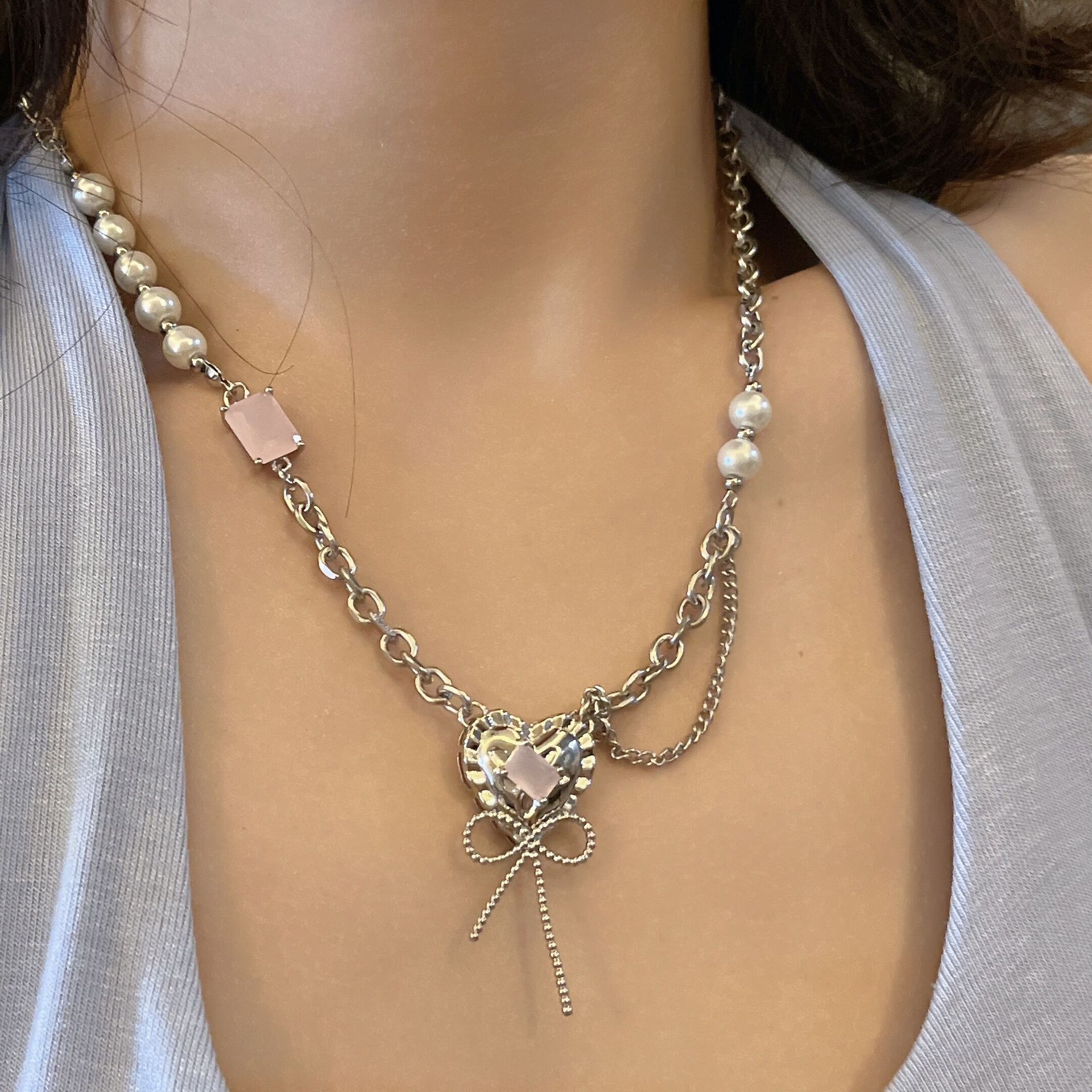 Fashion Heart Shape Alloy Inlay Rhinestones Womenu0027S Pendant Necklace