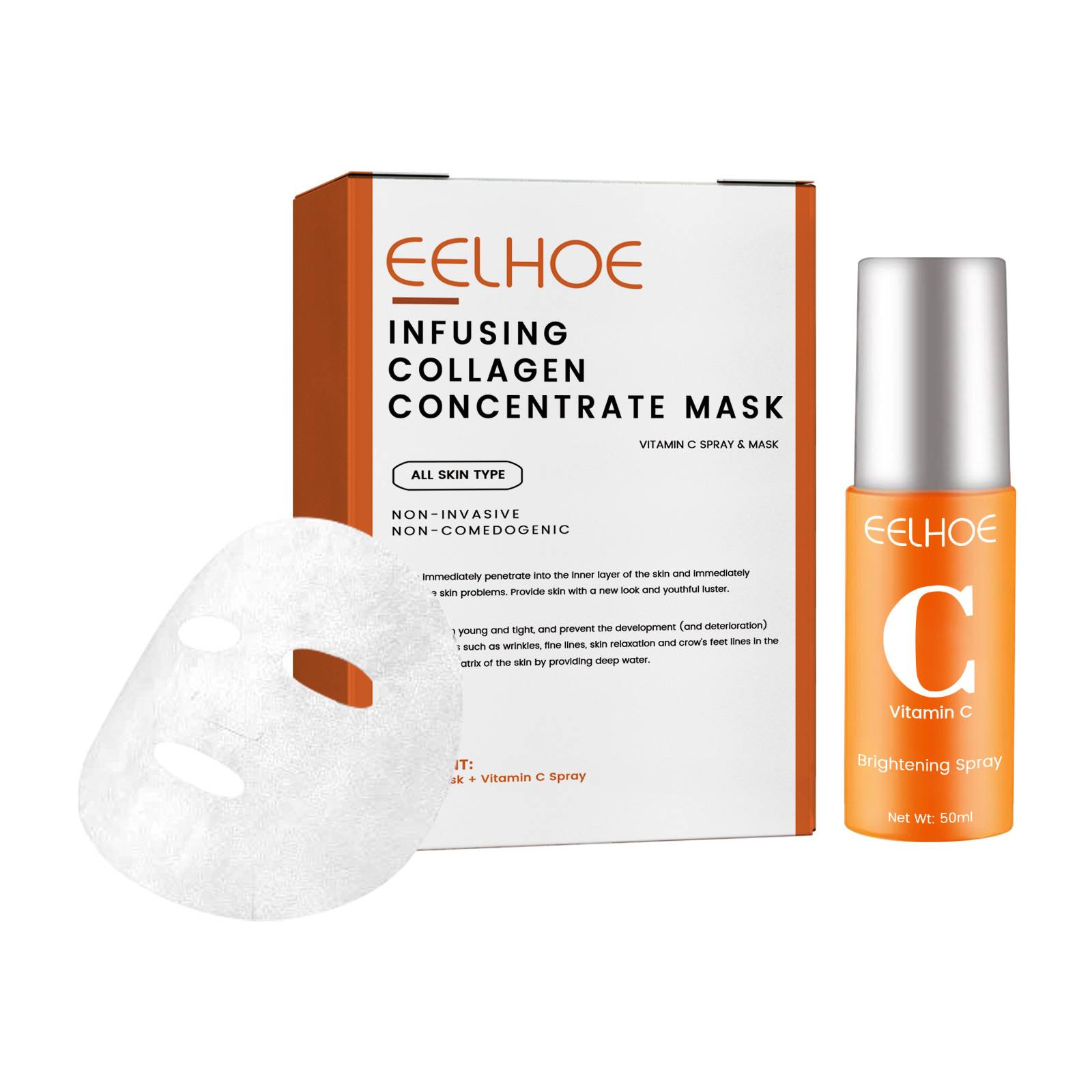 EELHOE Kollagen Anti-spray for å fjerne mørke hudtoner, lysne opp huden og gjøre den fastere, anti-aldrings- og fuktighetsgivende ansiktsmaske_voghion.com