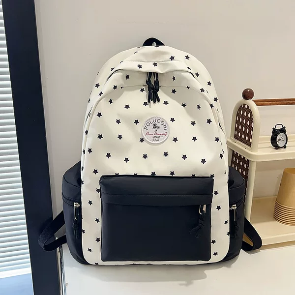 New Style Fresh and Simple School Bag for College and High School Students, Versatile Color-Blocking Casual Backpack, Large Capacity Double-Shoulder Backpack