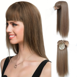 Wholesale chemical fiber high temperature silk wig female head reissue piece European and American cross-border Amazon mechanism simulation hair wig piece