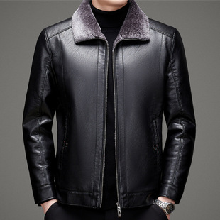 Leather Sheep Coat One-piece Genuine Leather Middle-aged and Elderly Fur Casual Thickened Leather Jacket Coat Haining Winter Men's fleece-lined