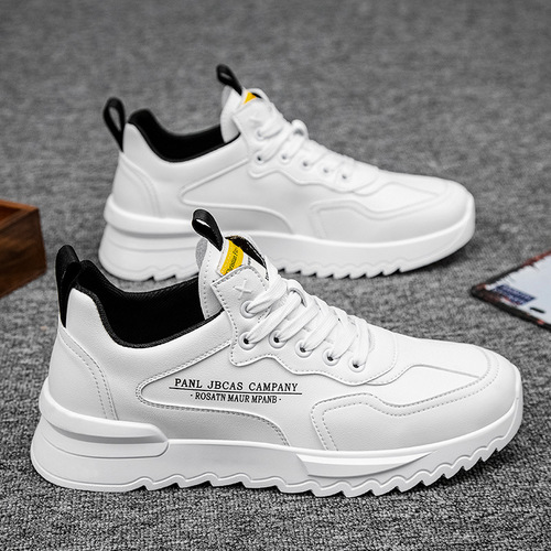 Autumn and winter fashion sports shoes, casual men's running shoes, leather outdoor men's shoes, sneakers, velvet trendy white shoes