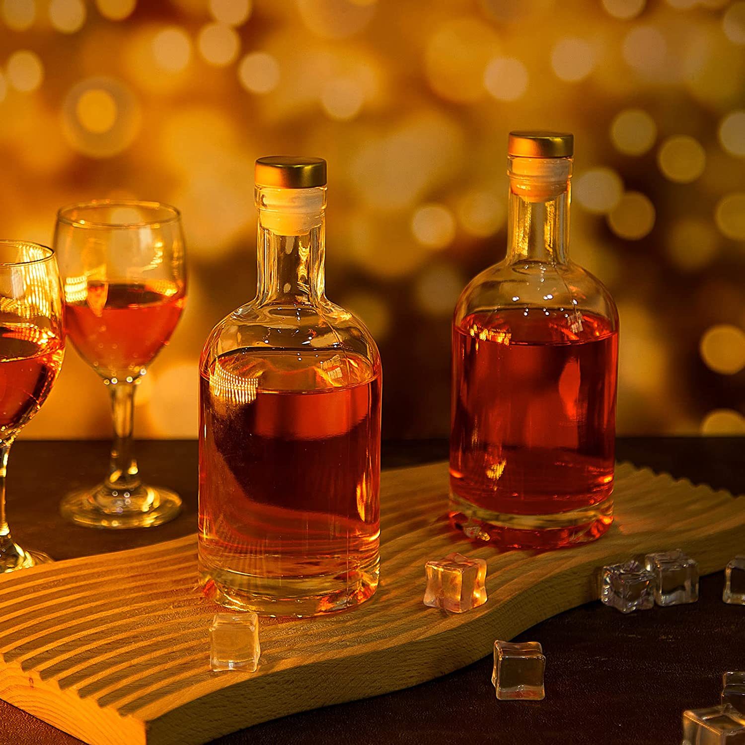 透明葡萄酒瓶玻璃酒瓶带 T 型瓶盖家用玻璃瓶密封瓶饮料果汁饮料