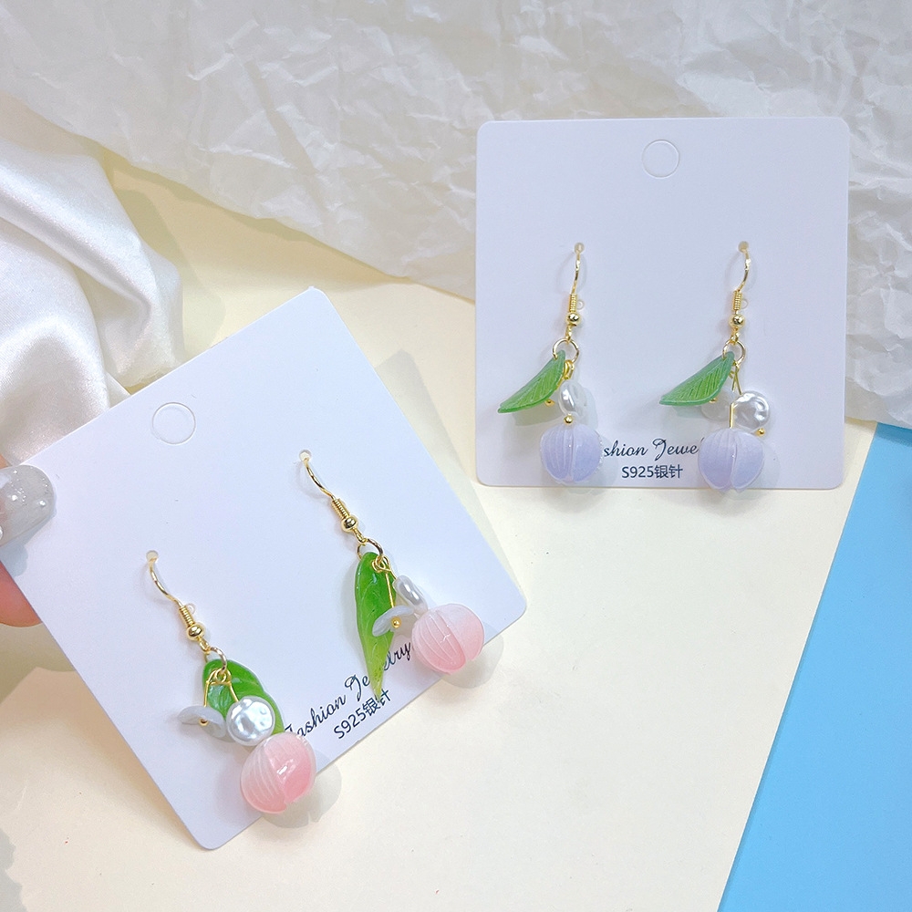 1 Pair Pastoral Flower Imitation Pearl Alloy Resin Womenu0027S Drop Earrings