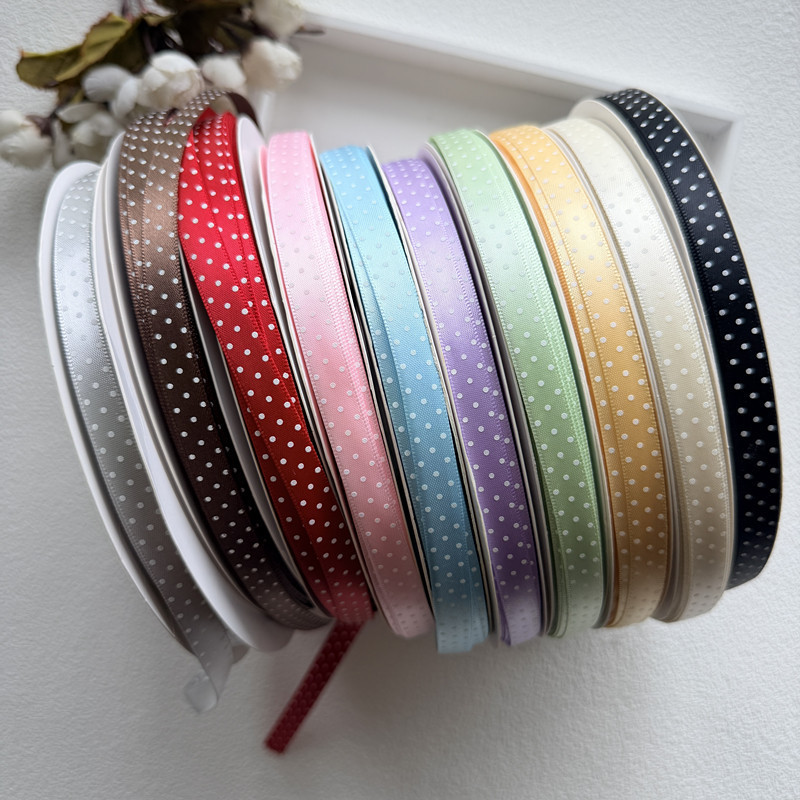 1cm Polka Dot Ribbon, Polka Dot Webbing, Handmade DIY White Dot Polyester Ribbon, Ribbon Material, Bow Hairpin, Corsage 1cm Polka Dot Ribbon, Polka Dot Webbing, Handmade DIY White Dot Polyester Ribbon, Ribbon Material, Bow Hairpin, Corsage