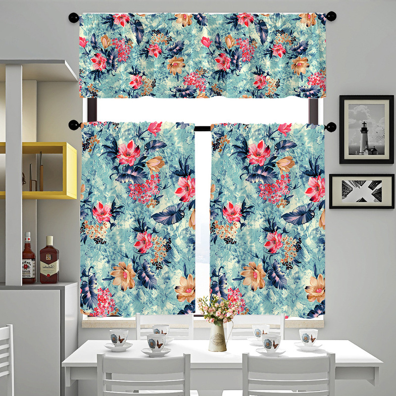 2pcs kitchen short curtain cartoon pattern cross-border hot selling factory direct supply 3D digital printing waterproof and oil-proof 2pcs kitchen short curtain cartoon pattern cross-border hot selling factory direct supply 3D digital printing waterproof and oil-proof