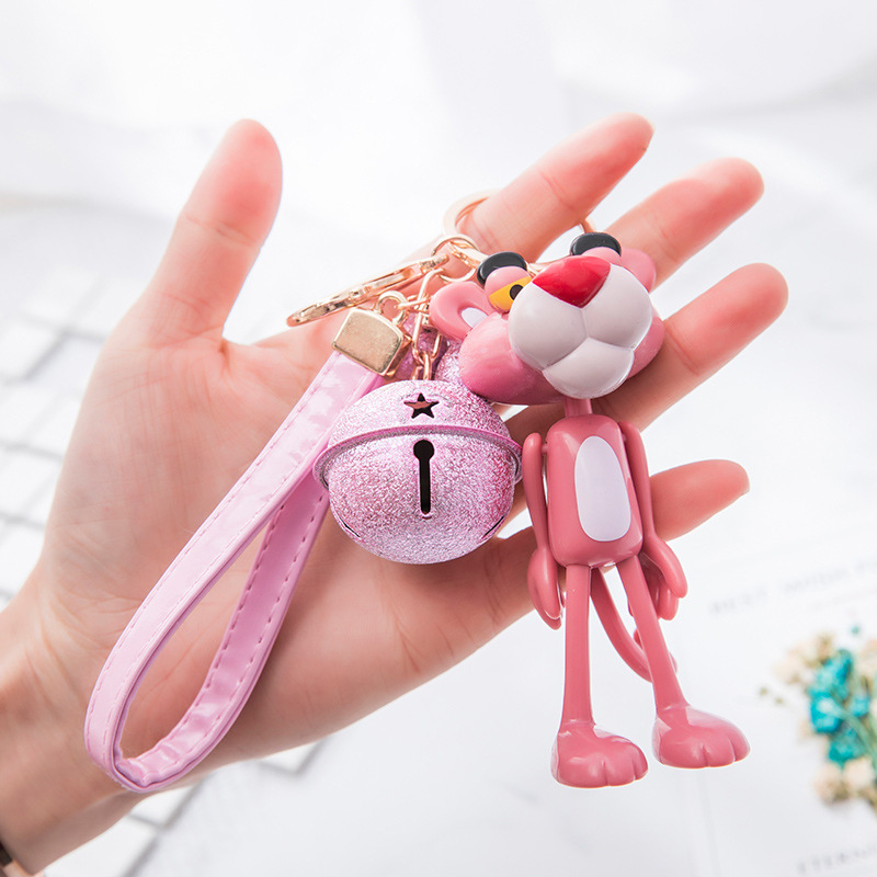 BS-684 Korea Pink Naughty Leopard Keychain Cartoon Bag Car Activity Creative Gift Doll Machine Wholesale