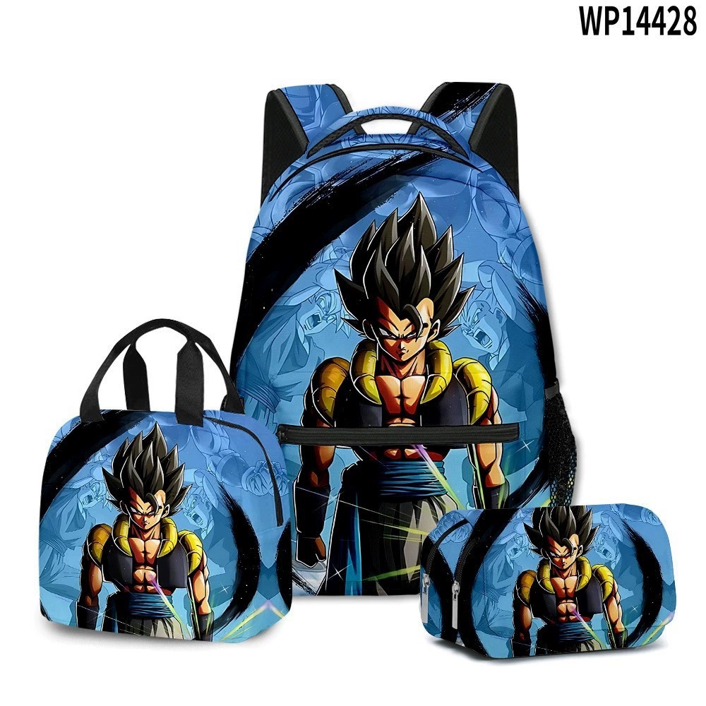 3D transfronterizo nueva animación Goku siete Dragon Ball Super bolsas escolares bolsas de almuerzo bolsas de lápiz tres piezas