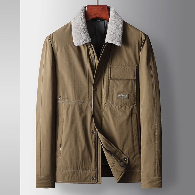 Herren Herbst Winter Weiße Ente Warme Und Abnehmbare Kragen Arbeitskleidung Daunen Jugend Freizeitjacke_voghion.com