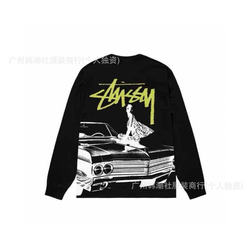 原標クロスボーダーの新型潮牌stuツアーの経典のアルファベットのプリントの丸首の長袖のtシャツは代行します。