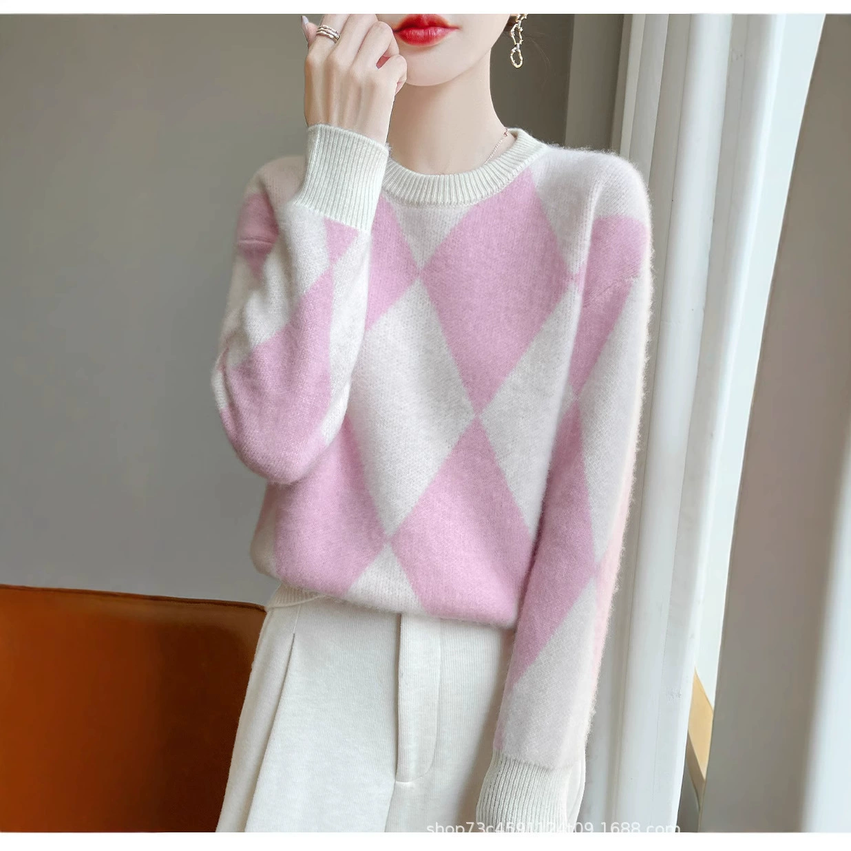 Hengyuanxiang округлый воротник 100% свитер