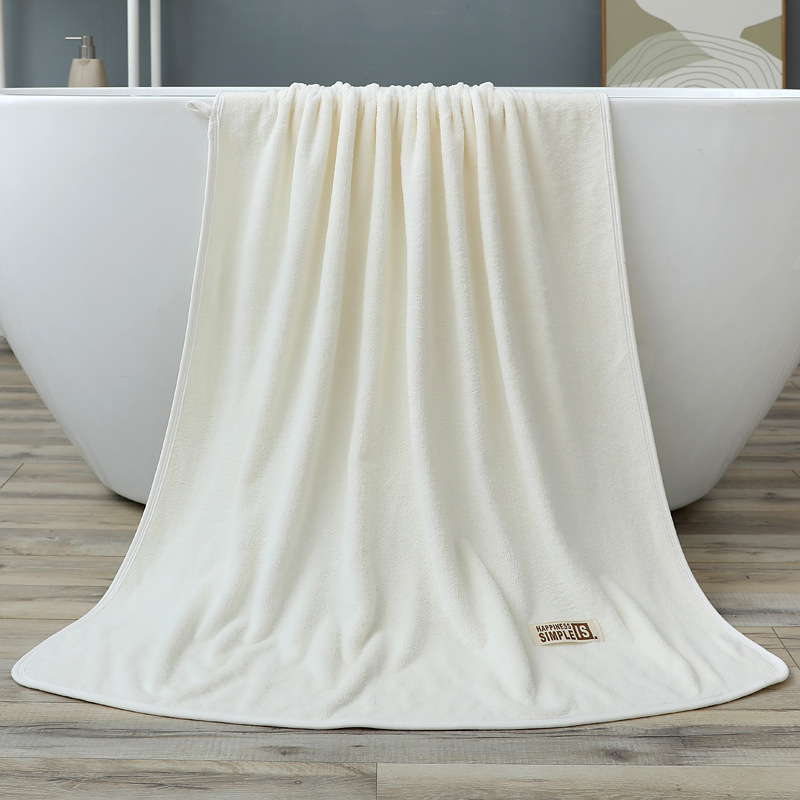 Label Coral Fleece Plain Bath 70*140 Soft Absorbent Thickened Large Gift Beach Towel New Model_voghion.com