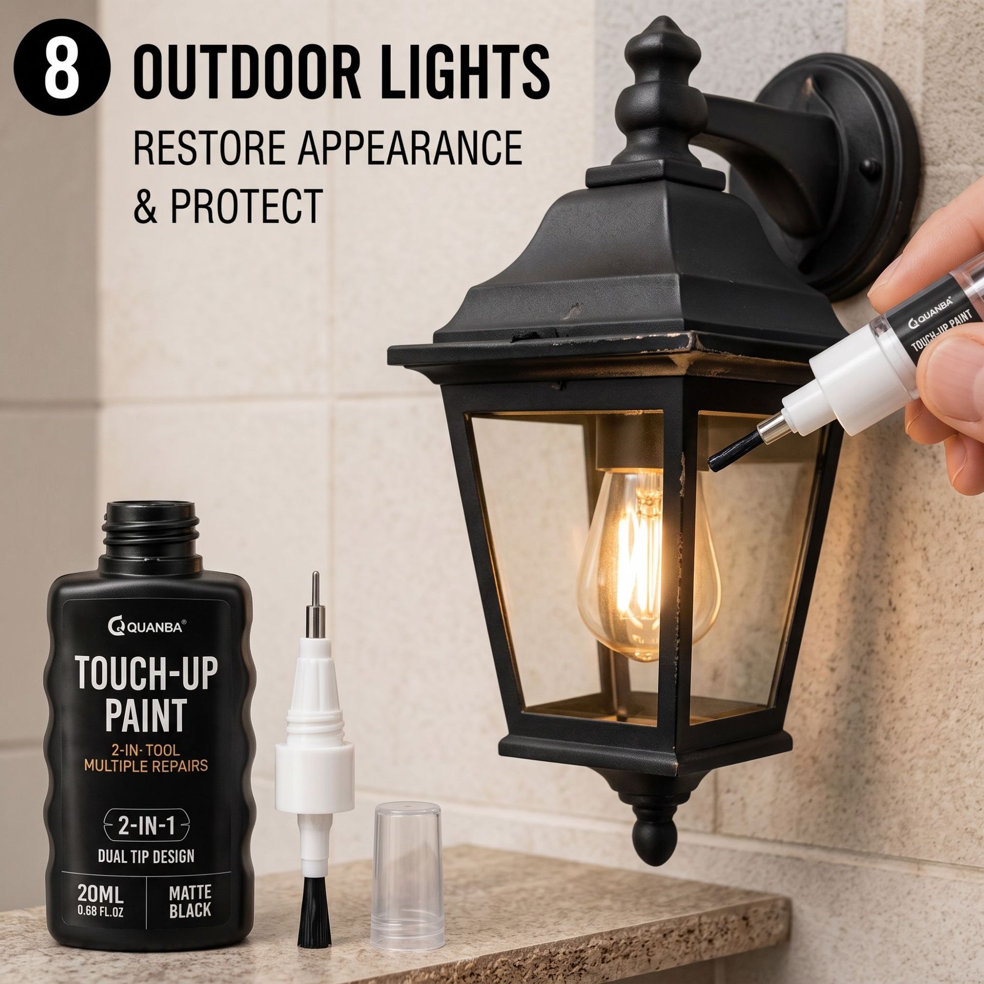 Cross-Border Black Paint Repair Liquid, a Magic Tool for Outdoor Lighting Restoration, Rust Prevention and Anti-Fading, Suitable for Iron Art Street Lights and Garden Lights