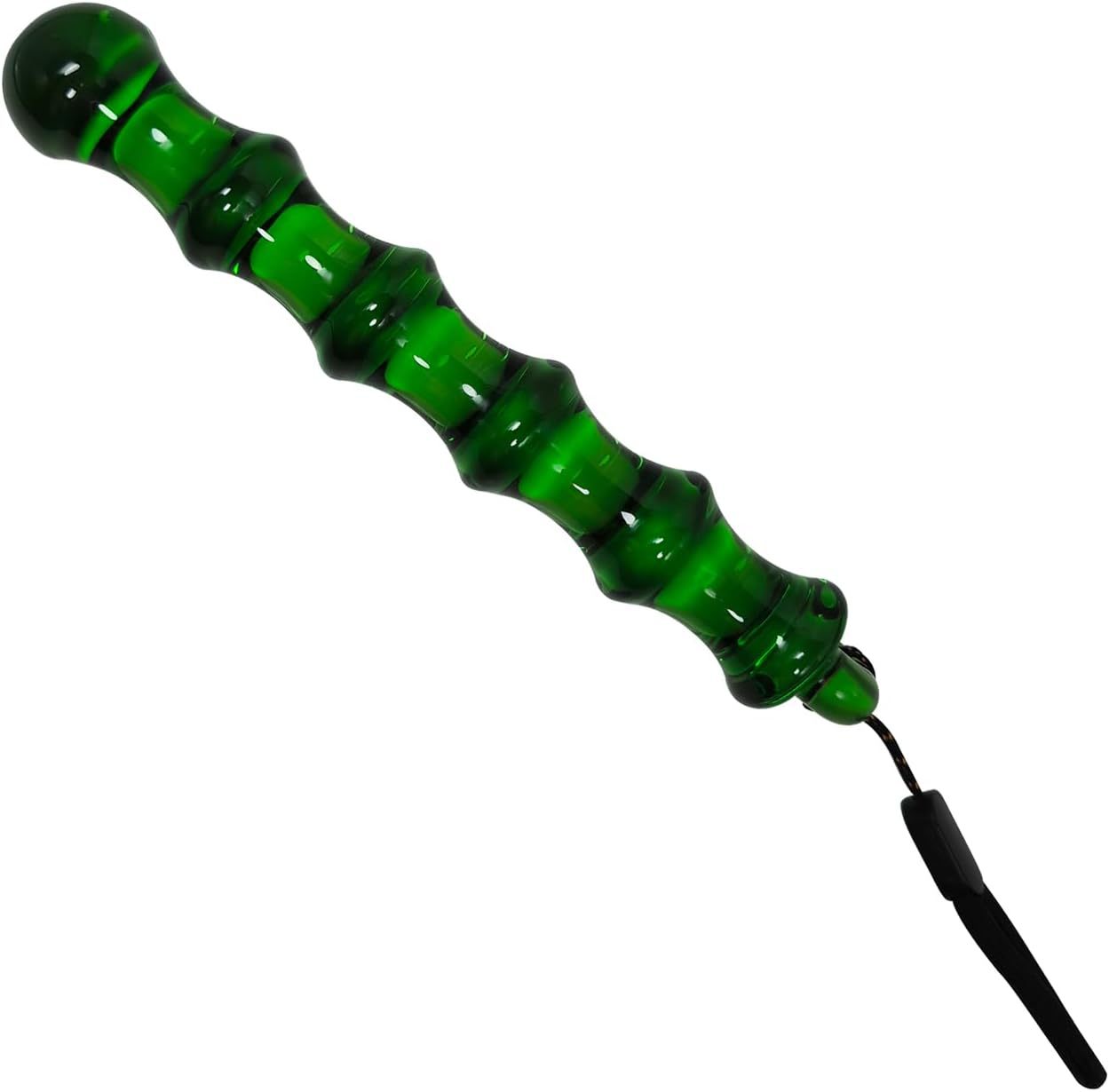 Crystal Glass Anal Plug Dildo, Bamboo-Shaped Transparent Green, 19 cm Large — detail image 8