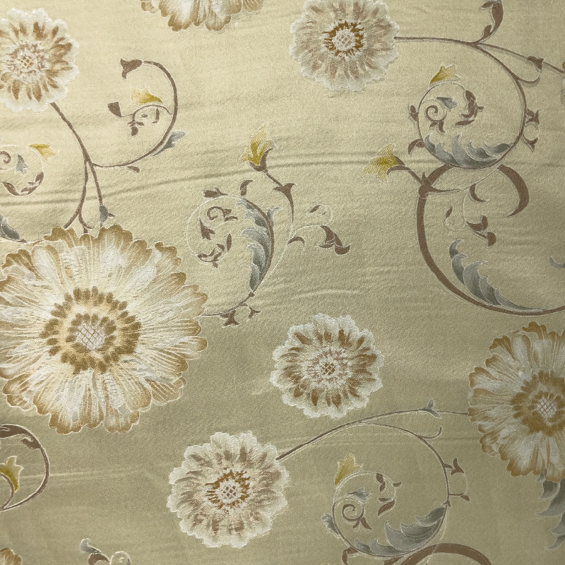 Tejido de seda jacquard seda seda de algodón de margarita 24 mm 114 puerta tela de vestido FD6540